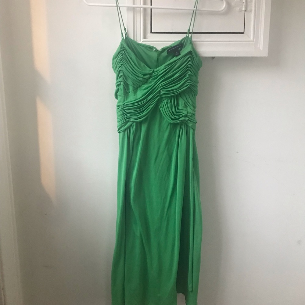 Kelly Green Draped Fit and Flare Cocktail Dress